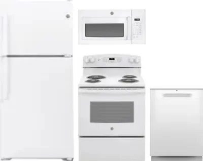 4 Piece Package Includes Refrigerator, Range, Microwave And Dishwasher
