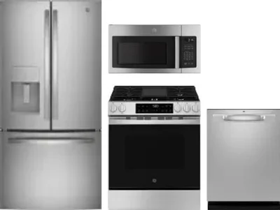 4 Piece Package Includes Refrigerator, Range, Microwave And Dishwasher