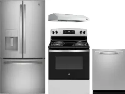 4 Piece Package Includes Refrigerator, Range, Hood And Dishwasher