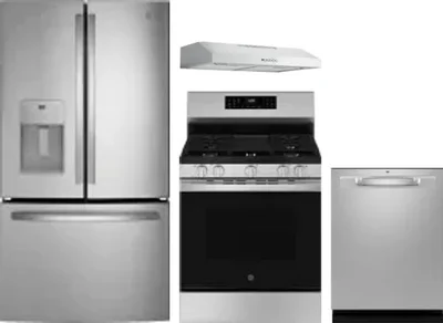 4 Piece Package Includes Refrigerator, Range, Hood And Dishwasher