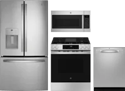 4 Piece Package Includes Refrigerator, Range, Microwave And Dishwasher