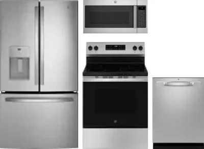 4 Piece Package Includes Refrigerator, Range, Microwave And Dishwasher