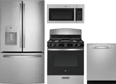 4 Piece Package Includes Refrigerator, Range, Microwave And Dishwasher