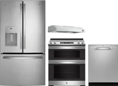 4 Piece Package Includes Refrigerator, Range, Hood And Dishwasher