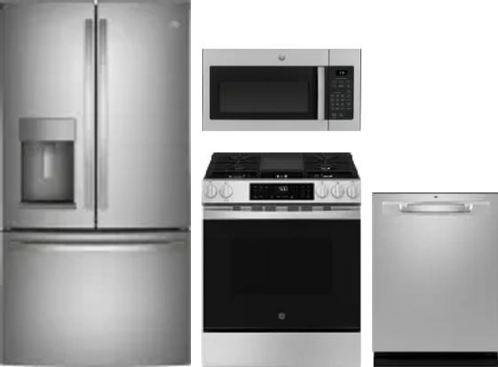 4 Piece Package Includes Refrigerator, Range, Microwave And Dishwasher