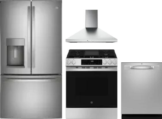 4 Piece Package Includes Refrigerator, Range, Hood And Dishwasher