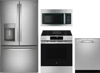 4 Piece Package Includes Refrigerator, Range, Microwave And Dishwasher