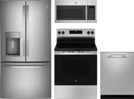 4 Piece Package Includes Refrigerator, Range, Microwave And Dishwasher