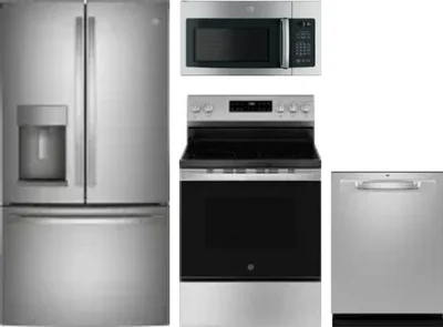 4 Piece Package Includes Refrigerator, Range, Microwave And Dishwasher