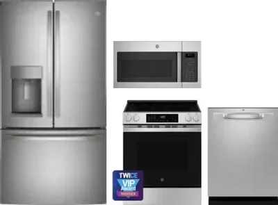 4 Piece Package Includes Refrigerator, Range, Microwave And Dishwasher