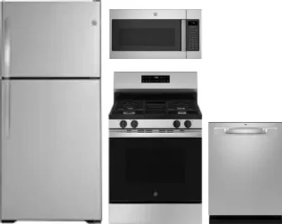 4 Piece Package Includes Refrigerator, Range, Microwave And Dishwasher
