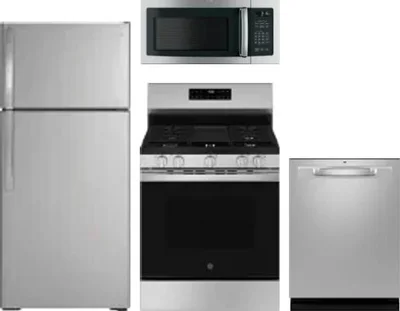 4 Piece Package Includes Refrigerator, Range, Microwave And Dishwasher