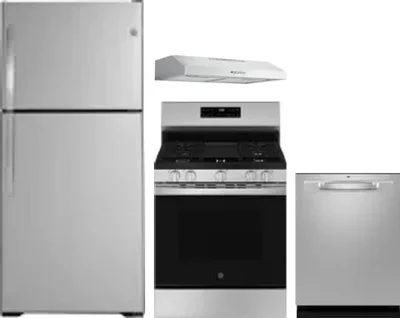 4 Piece Package Includes Refrigerator, Range, Hood And Dishwasher