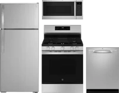 4 Piece Package Includes Refrigerator, Range, Microwave And Dishwasher