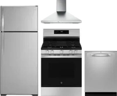 4 Piece Package Includes Refrigerator, Range, Hood And Dishwasher