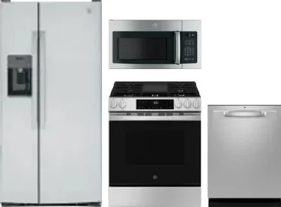 4 Piece Package Includes Refrigerator, Range, Microwave And Dishwasher