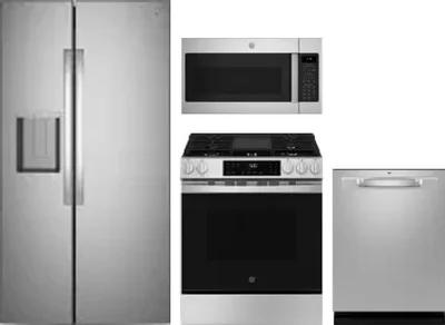 4 Piece Package Includes Refrigerator, Range, Microwave And Dishwasher