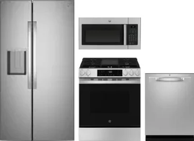 4 Piece Package Includes Refrigerator, Range, Microwave And Dishwasher