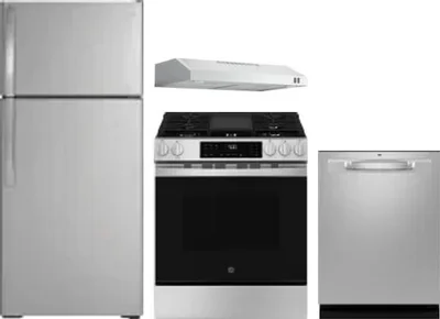 4 Piece Package Includes Refrigerator, Range, Hood And Dishwasher