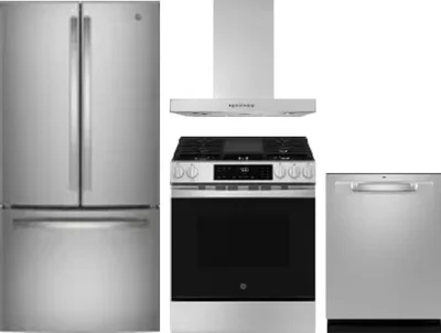 4 Piece Package Includes Refrigerator, Range, Hood And Dishwasher