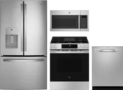 4 Piece Package Includes Refrigerator, Range, Microwave And Dishwasher