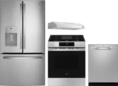 4 Piece Package Includes Refrigerator, Range, Hood And Dishwasher