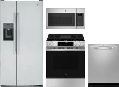 4 Piece Package Includes Refrigerator, Range, Microwave And Dishwasher