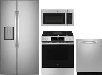 4 Piece Package Includes Refrigerator, Range, Microwave And Dishwasher