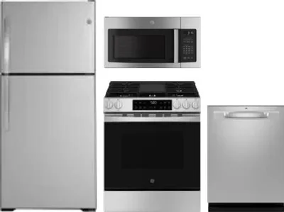 4 Piece Package Includes Refrigerator, Range, Microwave And Dishwasher