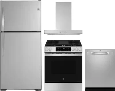 4 Piece Package Includes Refrigerator, Range, Hood And Dishwasher