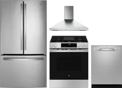 4 Piece Package Includes Refrigerator, Range, Hood And Dishwasher