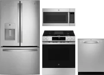 4 Piece Package Includes Refrigerator, Range, Microwave And Dishwasher
