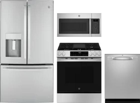 4 Piece Package Includes Refrigerator, Range, Microwave And Dishwasher
