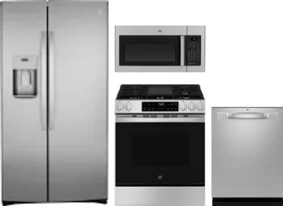 4 Piece Package Includes Refrigerator, Range, Microwave And Dishwasher