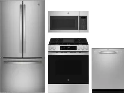 4 Piece Package Includes Refrigerator, Range, Microwave And Dishwasher