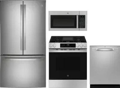 4 Piece Package Includes Refrigerator, Range, Microwave And Dishwasher