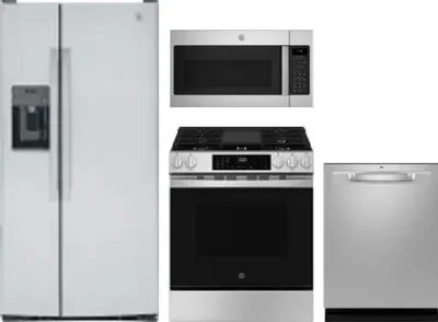 4 Piece Package Includes Refrigerator, Range, Microwave And Dishwasher