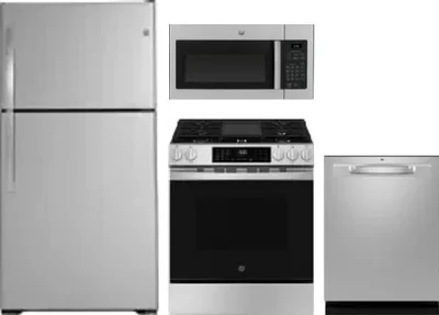 4 Piece Package Includes Refrigerator, Range, Microwave And Dishwasher