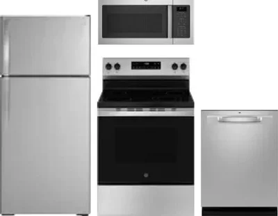 4 Piece Package Includes Refrigerator, Range, Microwave And Dishwasher