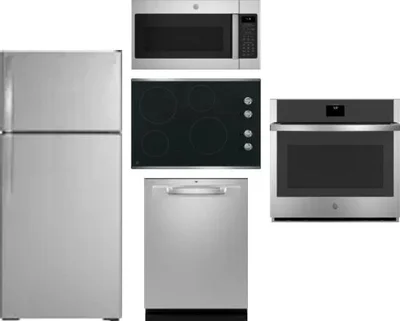 5 Piece Package Includes Refrigerator, Cooktop, Wall Oven, Microwave And Dishwasher