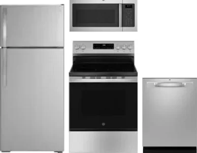 4 Piece Package Includes Refrigerator, Range, Microwave And Dishwasher