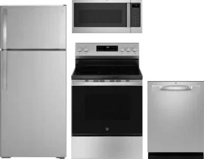 4 Piece Package Includes Refrigerator, Range, Microwave And Dishwasher
