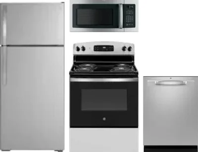 4 Piece Package Includes Refrigerator, Range, Microwave And Dishwasher