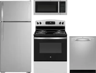 4 Piece Package Includes Refrigerator, Range, Microwave And Dishwasher