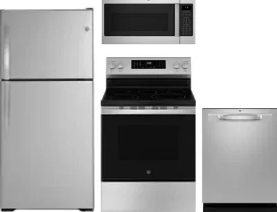 4 Piece Package Includes Refrigerator, Range, Microwave And Dishwasher