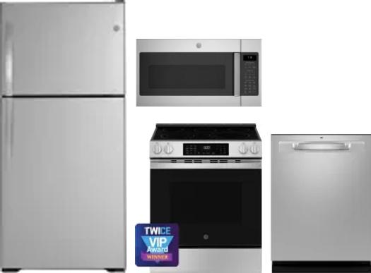 4 Piece Package Includes Refrigerator, Range, Microwave And Dishwasher