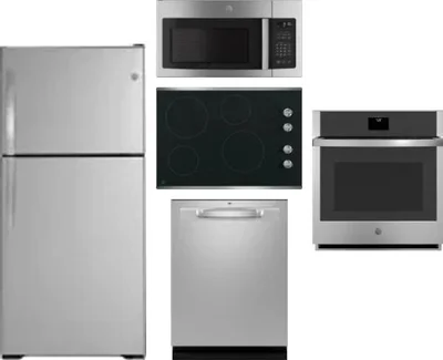 5 Piece Package Includes Refrigerator, Cooktop, Wall Oven, Microwave And Dishwasher