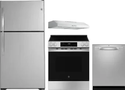 4 Piece Package Includes Refrigerator, Range, Hood And Dishwasher