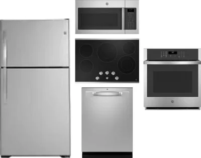 5 Piece Package Includes Refrigerator, Cooktop, Wall Oven, Microwave And Dishwasher
