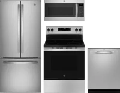 4 Piece Package Includes Refrigerator, Range, Microwave And Dishwasher